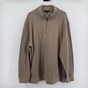 Banana Republic Mens 1/4 Zip Sweater Brown Cotton Blend Size XXL Winter Fall